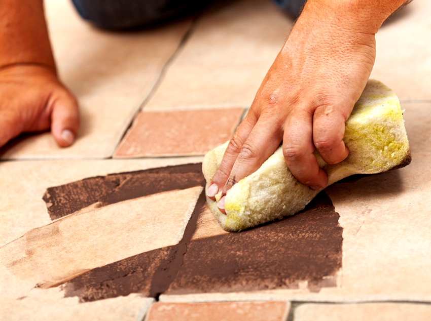 You can use dry or ready-made grout for filling joints.