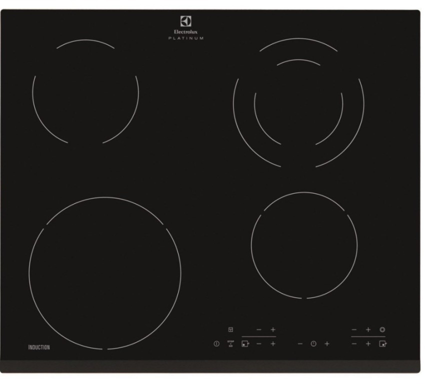 On the panel of the Electrolux EHG 96341FK model there are four burners, of which two are traditional electric, and two are induction