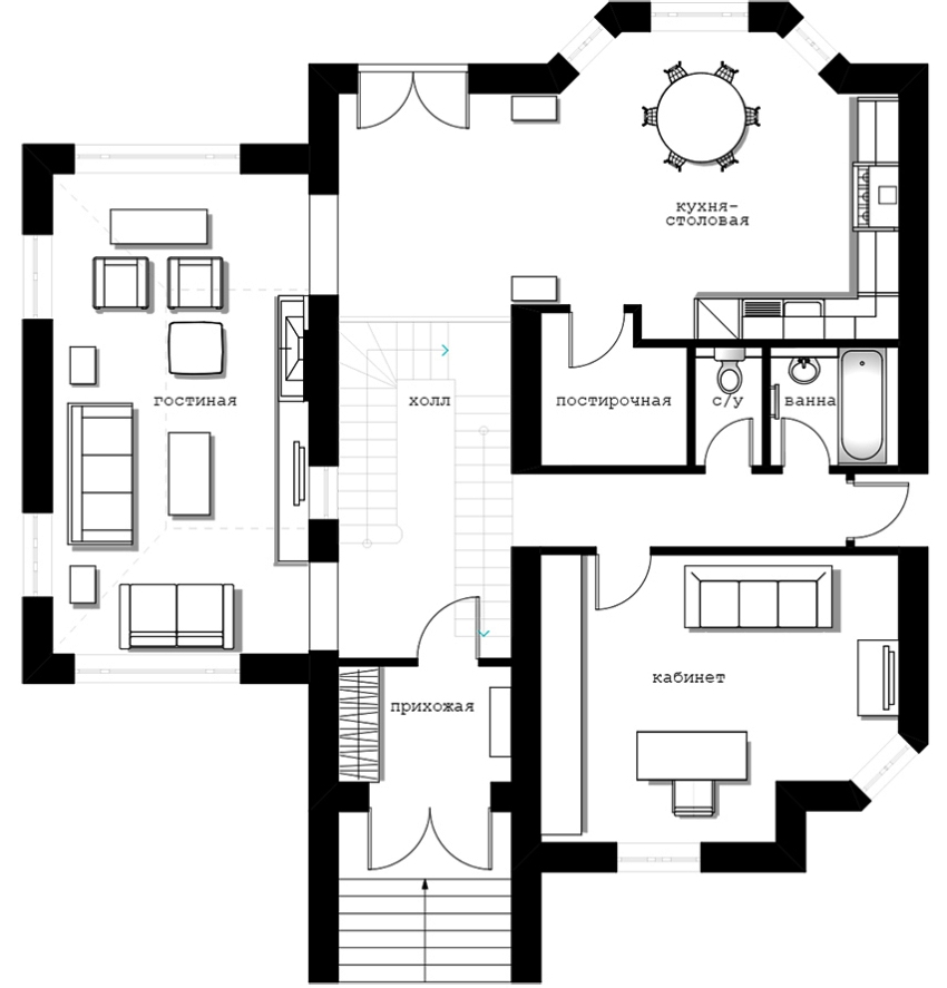 Variante du projet d'une maison à un étage dans le style anglais
