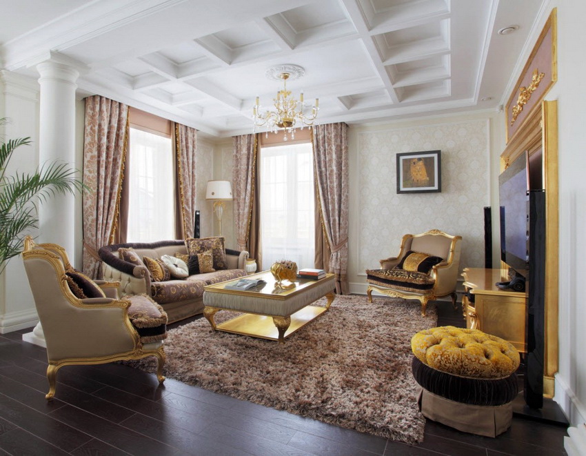 The main feature of the classic style is the luxurious and rich appearance of the room.