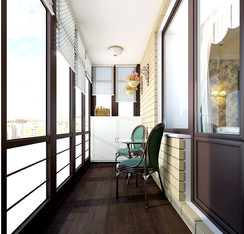 For facing the floor on the balcony, use: linoleum, laminate and ceramic tiles