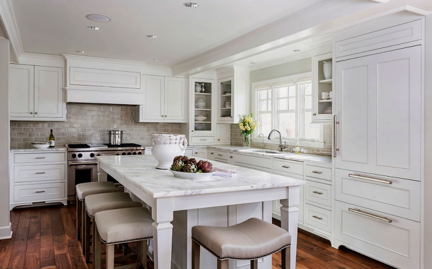 A snow-white kitchen in any style looks elegant and solemn