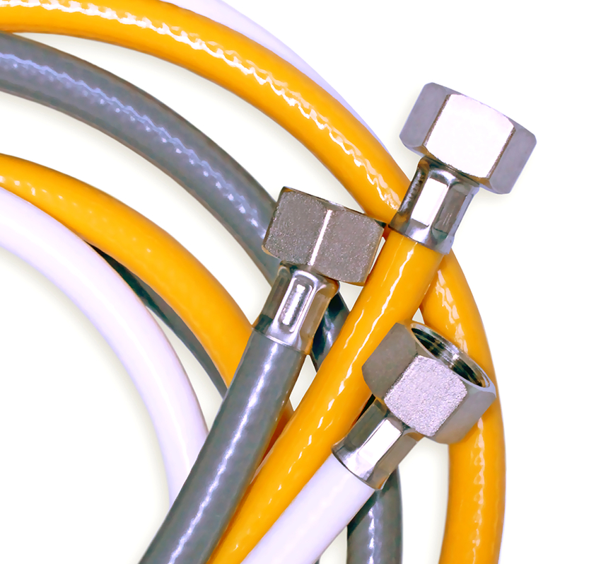 The PVC gas hose is considered more modern, it is used to supply various types of gas mixture