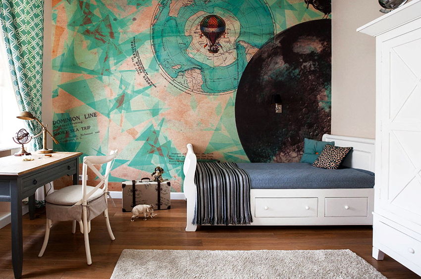 Custom wallpaper will create a bright and inspiring ambiance in the room