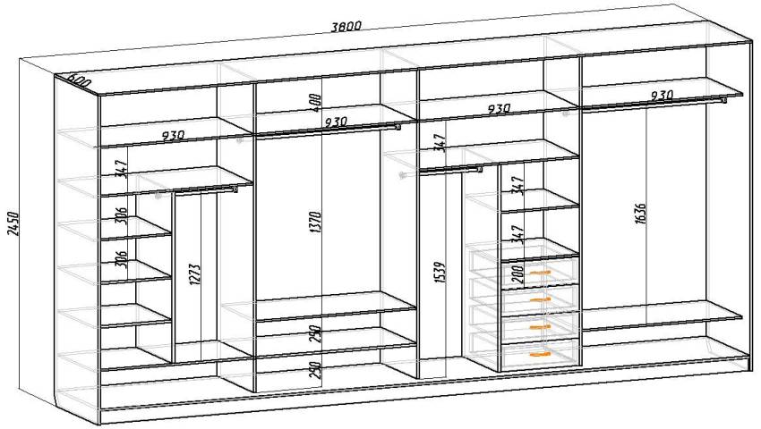 Do-it-yourself drawing with the dimensions of the compartment cabinet in the hallway