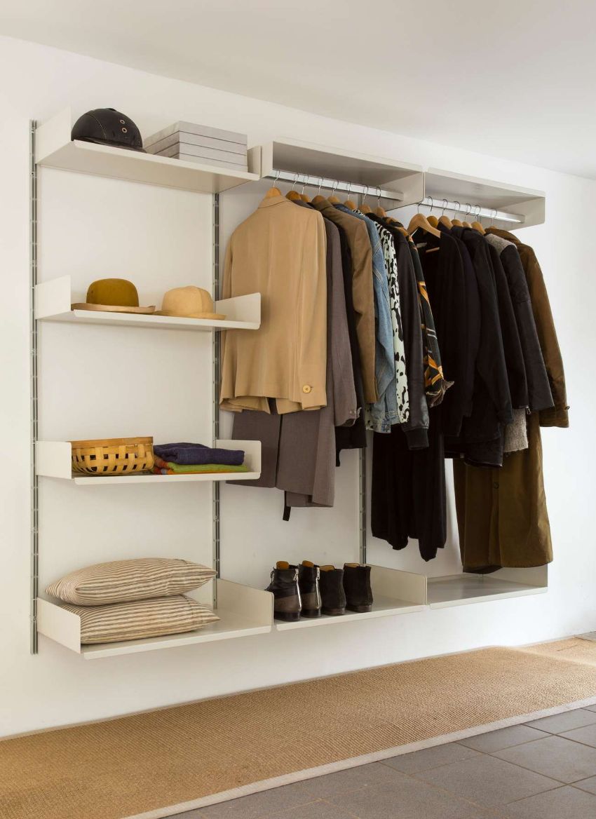 If it is not possible to install a cabinet in the hallway, shelves can replace it.