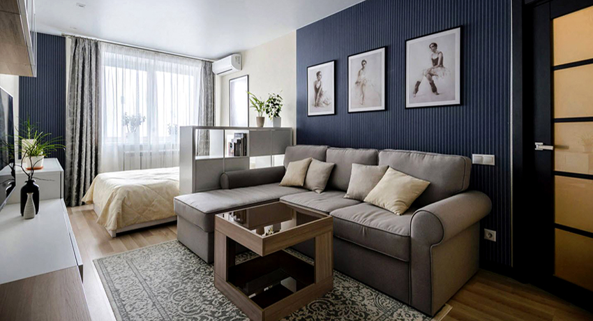 Obývací pokoj a ložnice v jedné místnosti: nápady na zdobení pohodlného prostoru