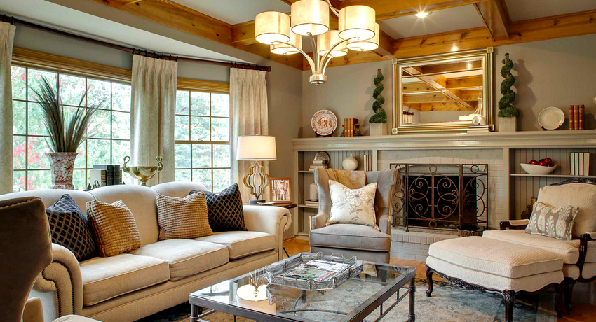 A properly selected chandelier can bring harmony and comfort to the atmosphere, making the living room design complete