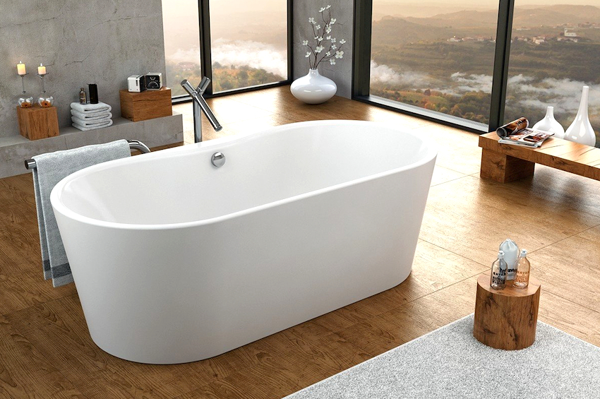 The main condition for installing a freestanding bathtub is a spacious room