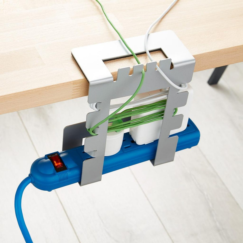 The wires under the table can be hidden by means of binders or using a special device