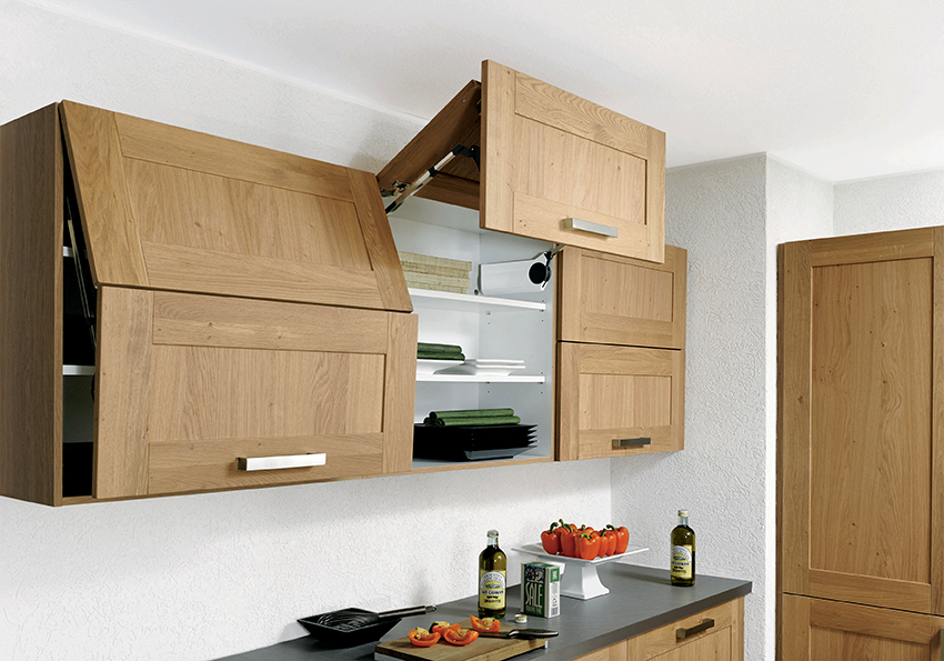 The dimensions of the upper cabinets depend on the dimensions of the room and the height of the residents