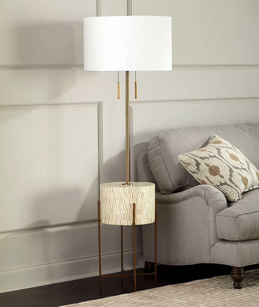 Floor lamps with tables can be with one shade or with several