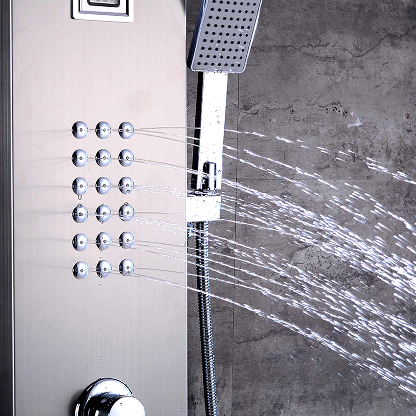 Shower panels are a block in which nozzles are mounted, and a removable and stationary shower head is attached