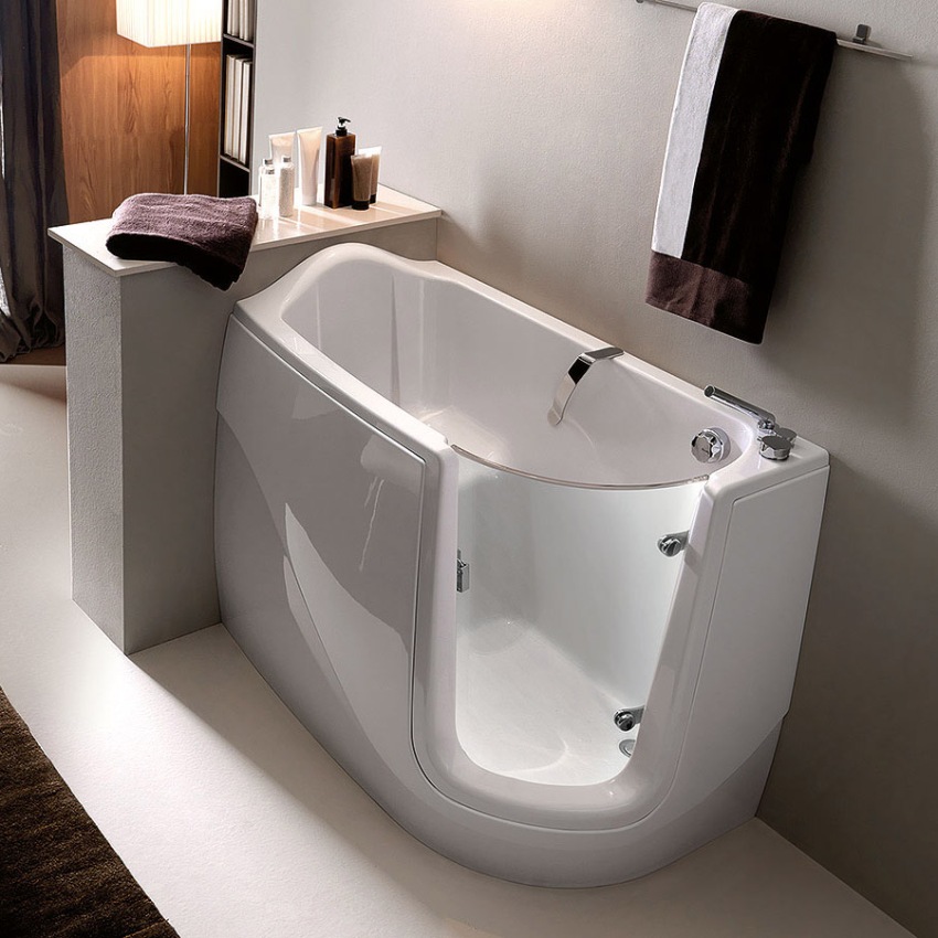 A sit-down bathtub with a door is an excellent device in which disabled and elderly people can take a shower quite comfortably