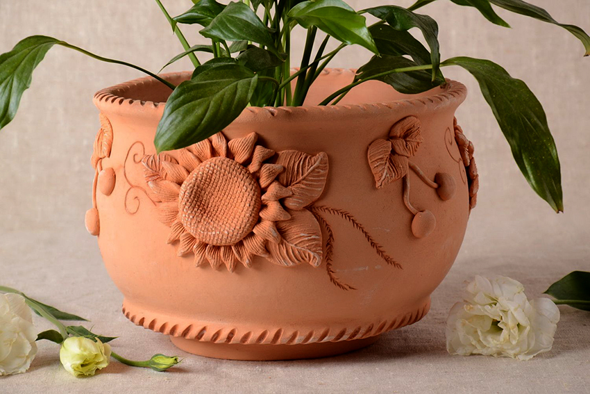 A clay flower pot is not difficult to make even without a potter's wheel