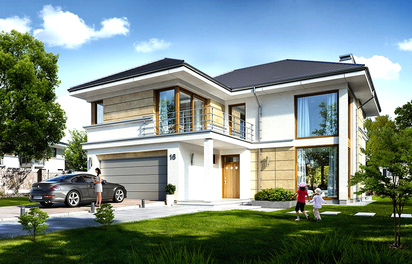 Prisutnost web mjesta omogućuje vam odabir projekata dvoetažnih kuća s garažom s velikom površinom