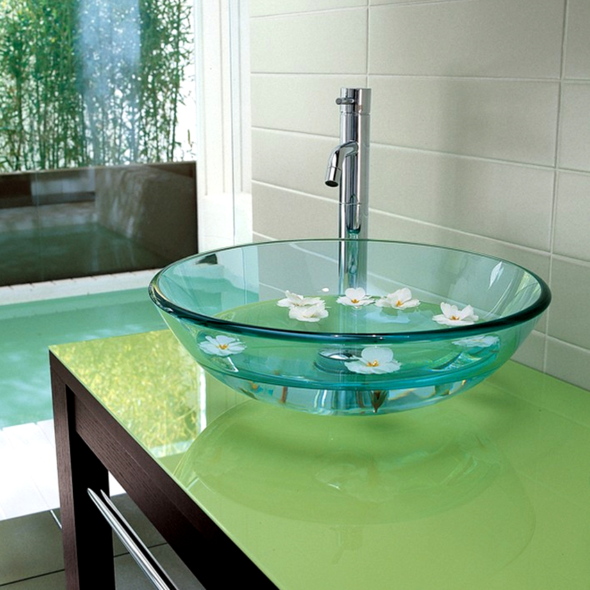 Bathroom sinks are made of porcelain, faience, ceramics, glass, metal, stone
