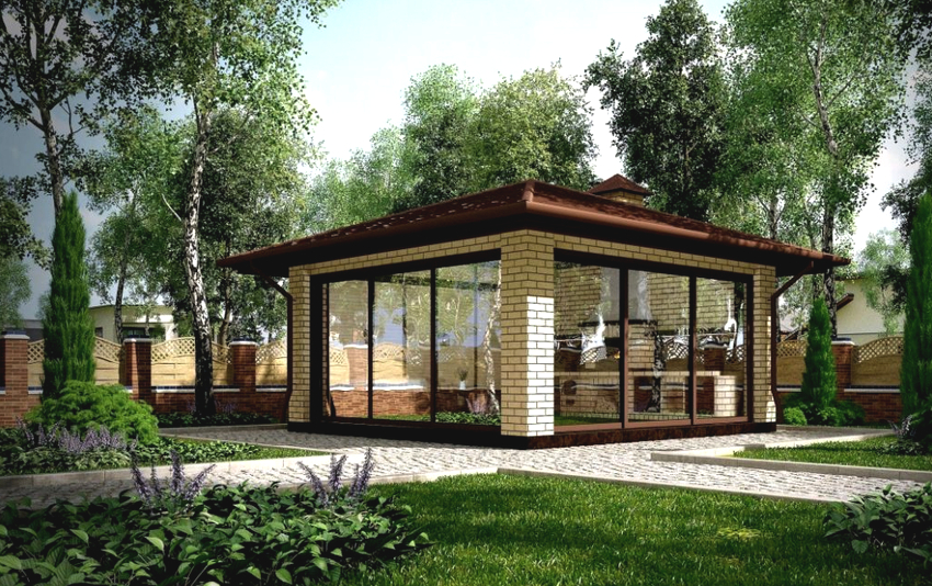 Det rektangulære design af havepavillon er det enkleste, derfor bruges det oftest til selvkonstruktion