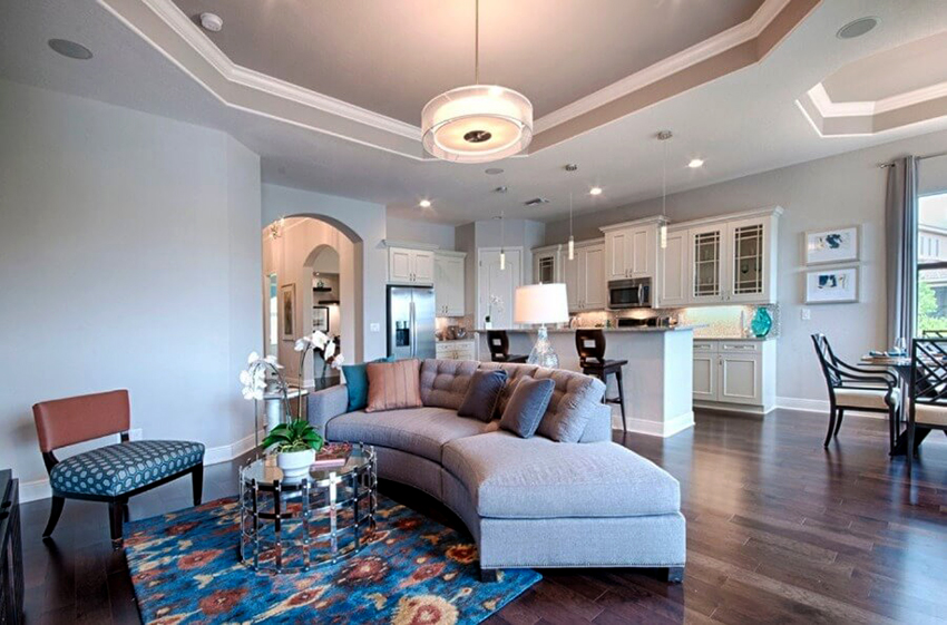 Stretch ceilings are made from different materials that differ in color and texture