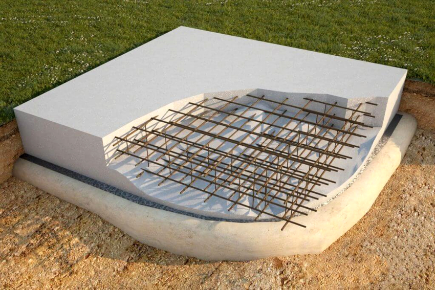 For greater strength, a reinforcing mesh is laid on the compacted crushed stone