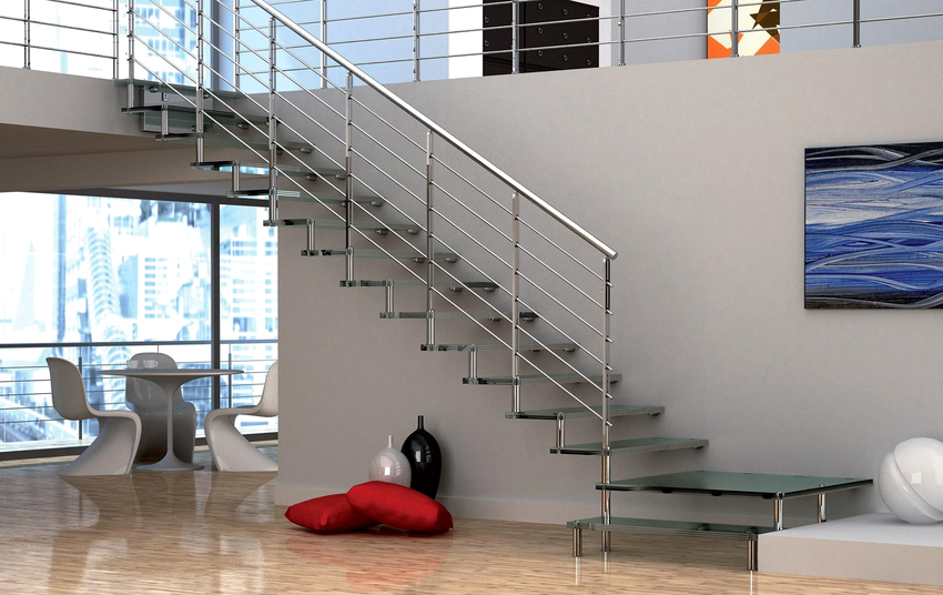 Very often polished stainless steel is used for the manufacture of handrails.
