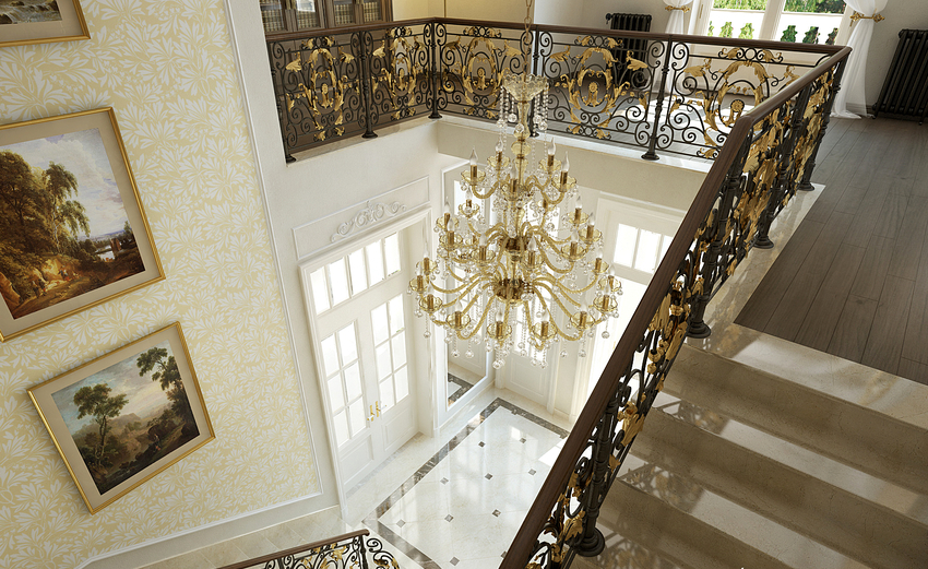 For a classic interior with elements of aristocracy, forged and cast railings are best suited