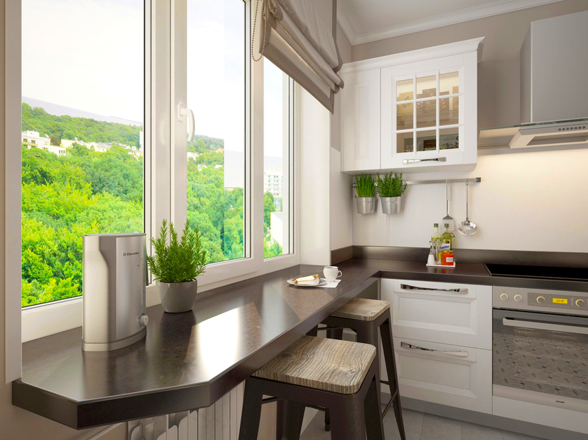 Dobra alternativa visokoj prozorskoj dasci u kuhinji može biti šank.