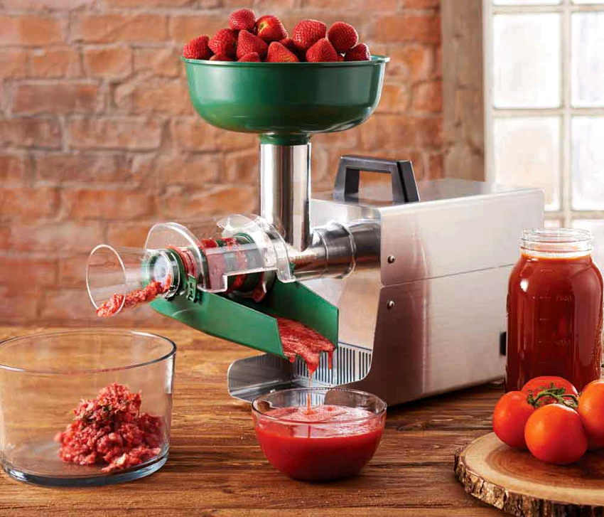 Most often, the consumer prefers a screw-type electric meat grinder with a tomato juicer