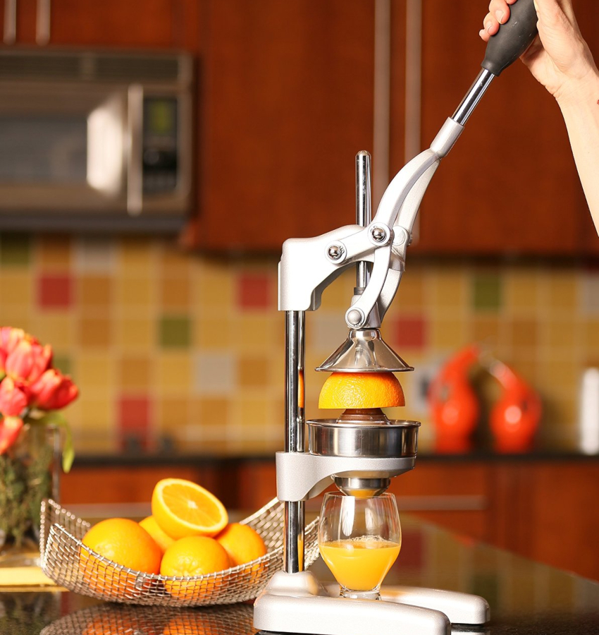 The citrus press is large and fairly heavy.