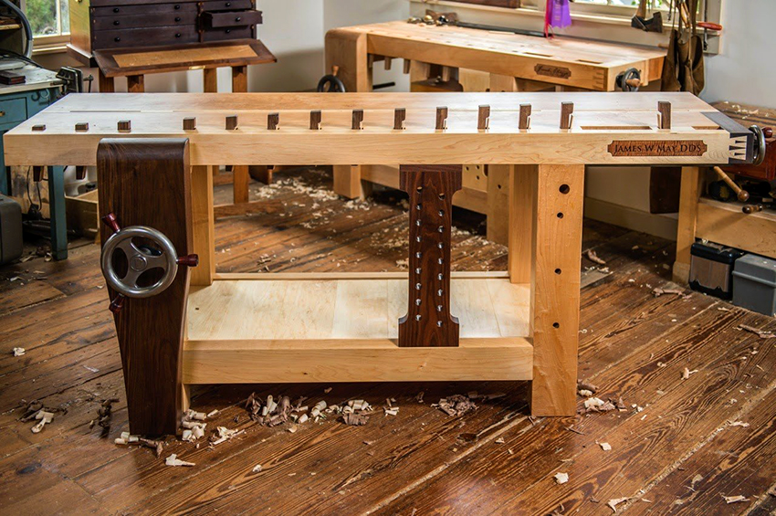 The essential components of the simplest workbench are the table top and the supporting frame.
