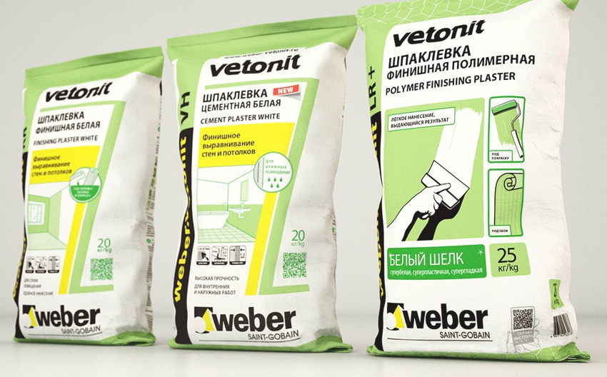 Penggunaan dempul Vetonit ialah 1.2 kg per sq.m.