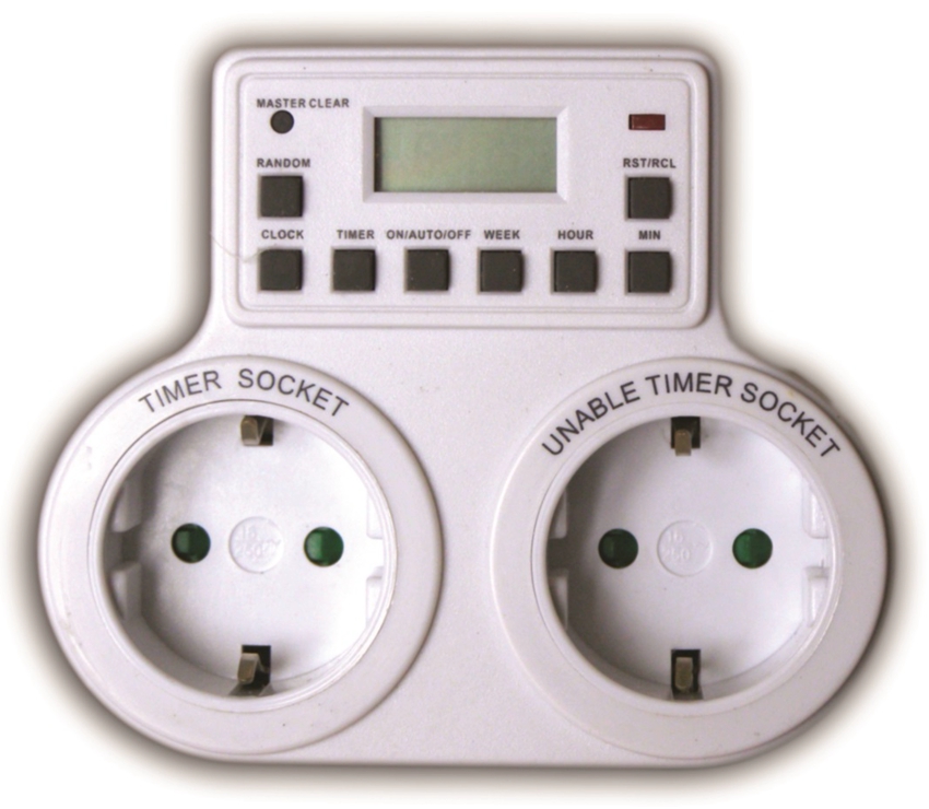 Dvostruka Masterclear utičnica s timerom za uključivanje / isključivanje