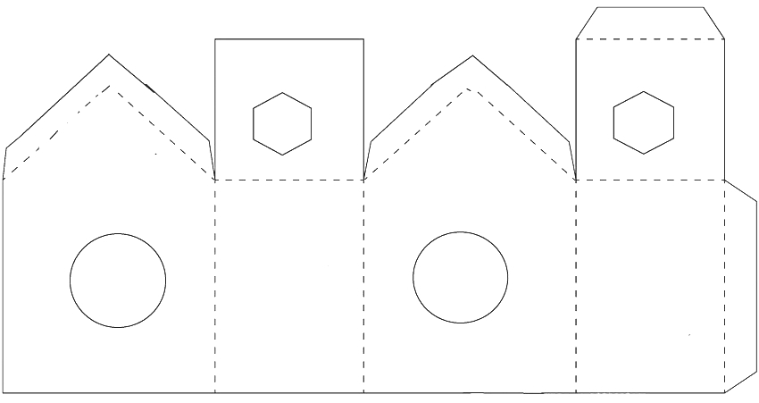 Schematický diagram na výrobu papierového vtáčieho domu